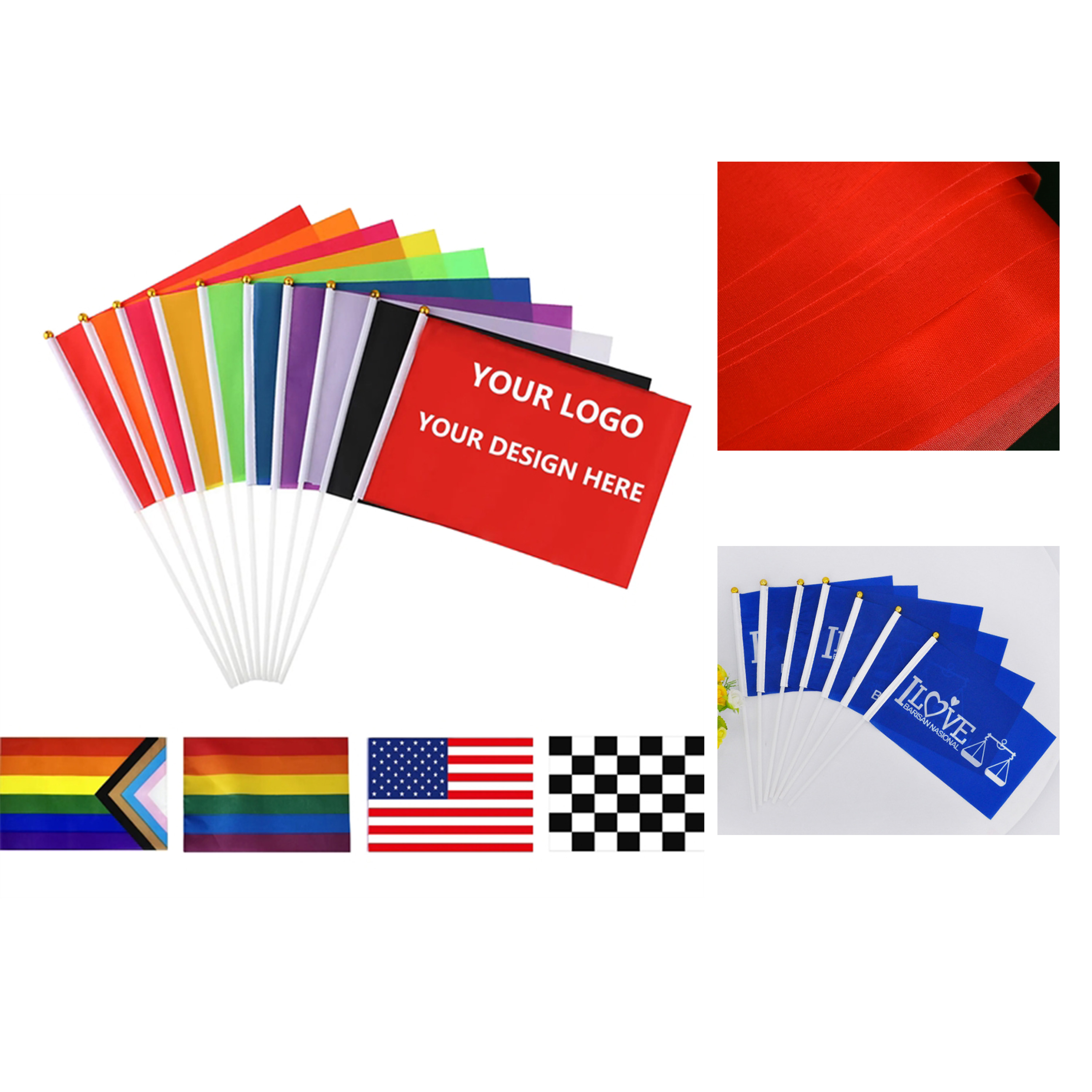Rapid Full Color Custom Hand Held Stick Flag Rush Service 2
