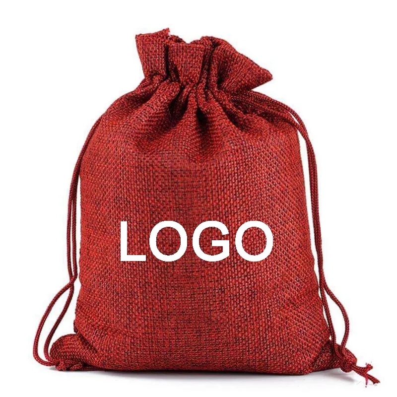 Custom Jute Drawstring Gift Bag - 4''w x 5.5''h 9