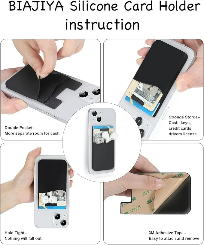 Double Layer Silicone Card Holder Phone Wallet 5