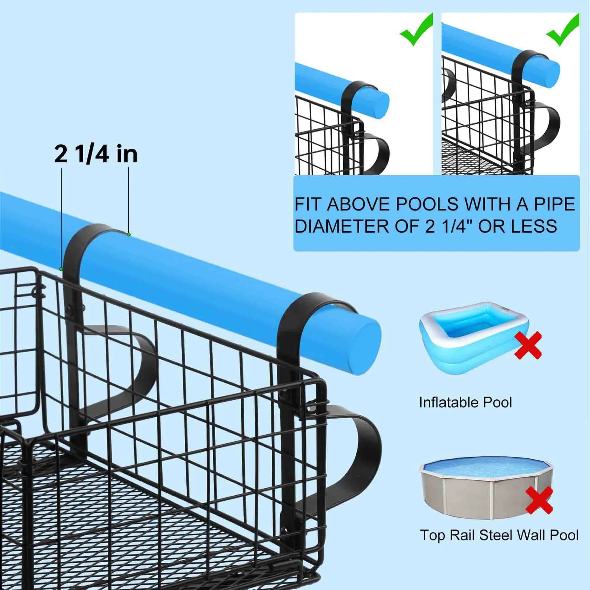 MOQ5 Metal Poolside Storage Basket Holder 2
