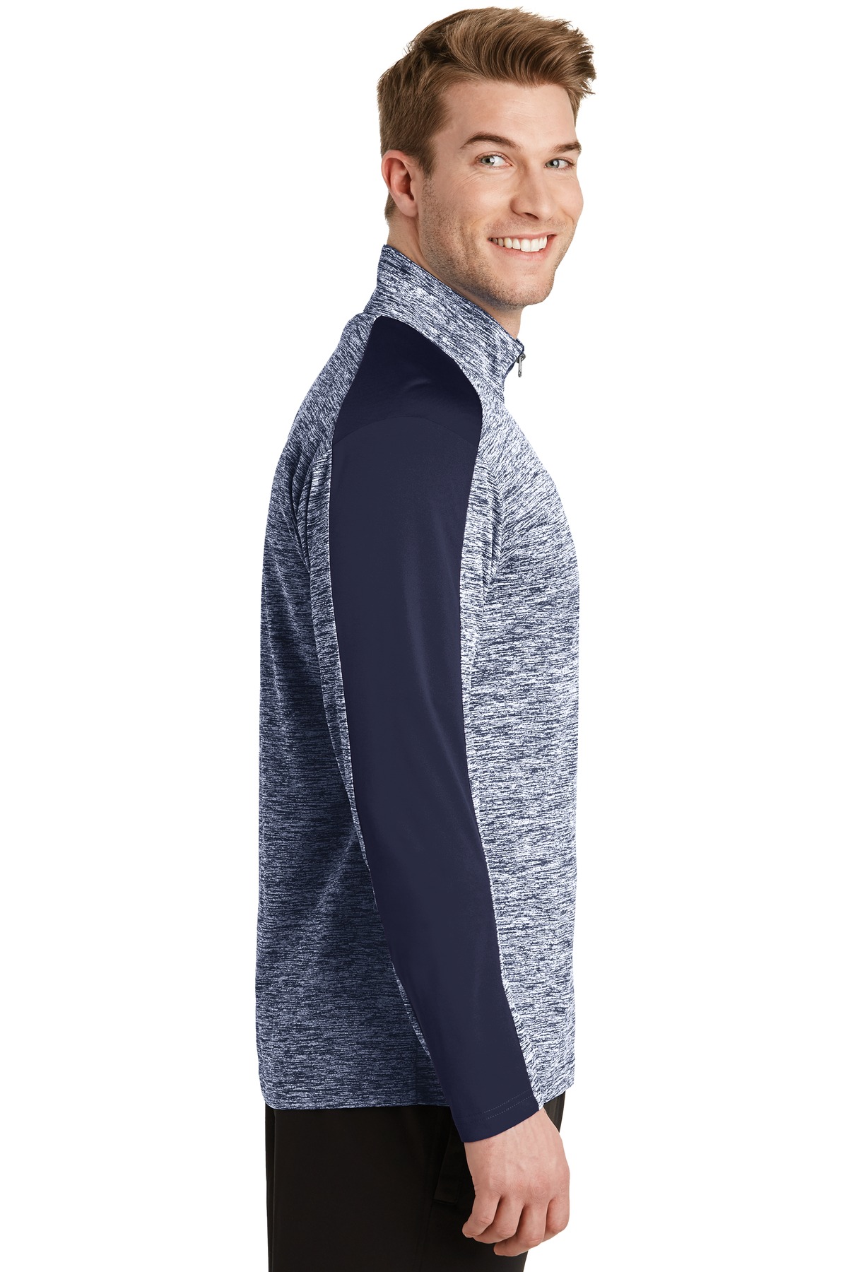 Sport-Tek PosiCharge Electric Heather Colorblock 1/4-Zip Pullover. ST397, custom hoodie or sweatshirt with logo imprint 20