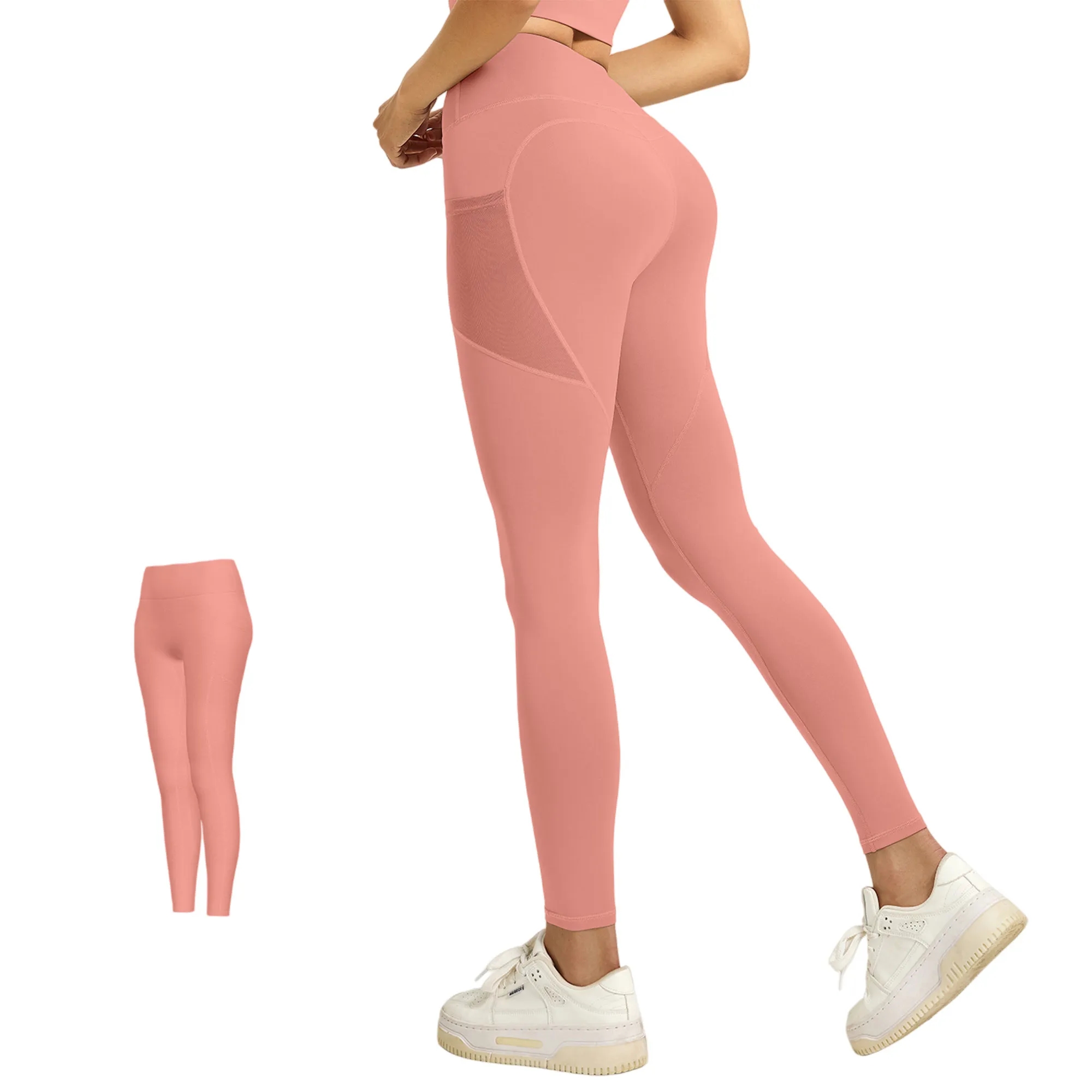 High Waisted Tummy Control Yoga Pants With Mesh Side Pockets 2