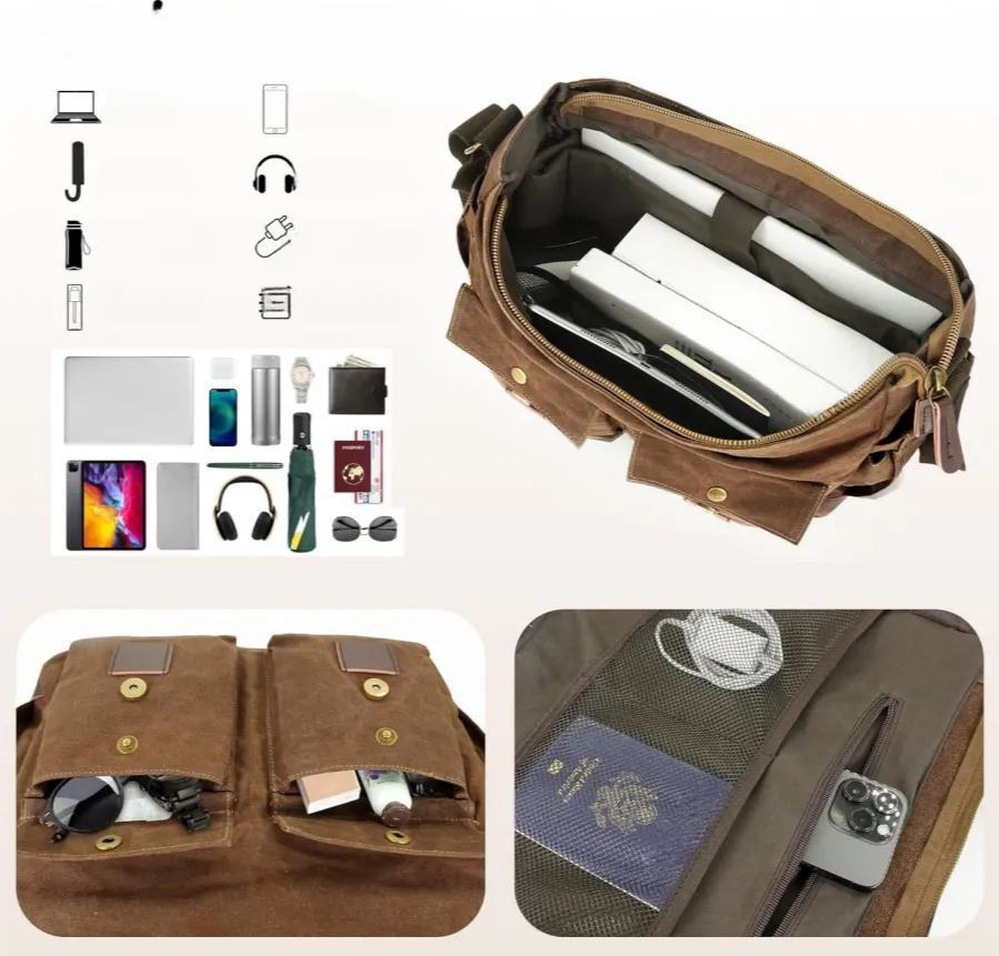 Canvas Leather Computer Laptop Bag 5
