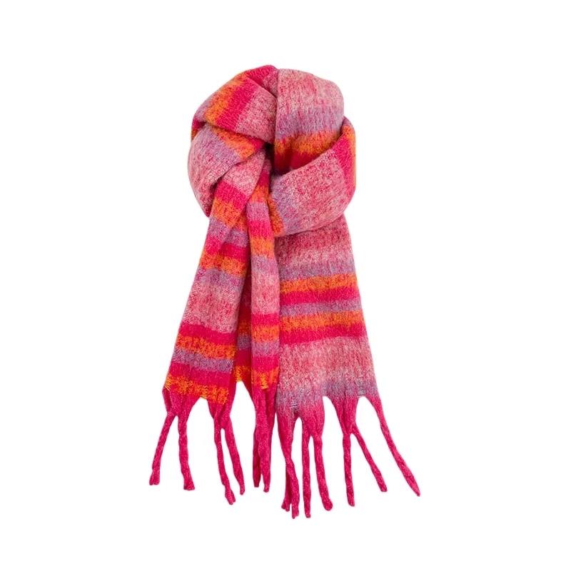 Warm Color-Block Knit Winter Scarf 11