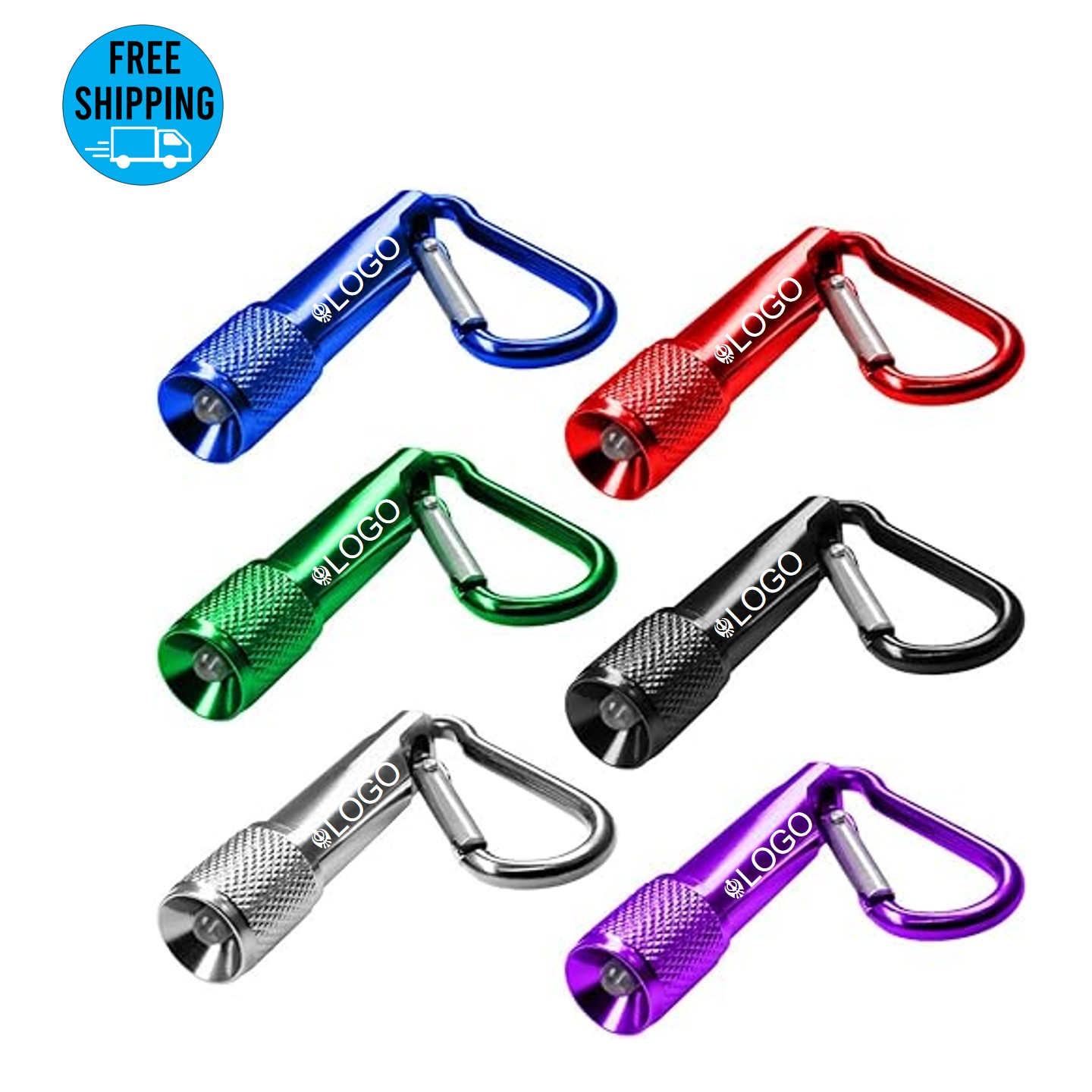 Aluminum LED Flashlight with carabiners 2