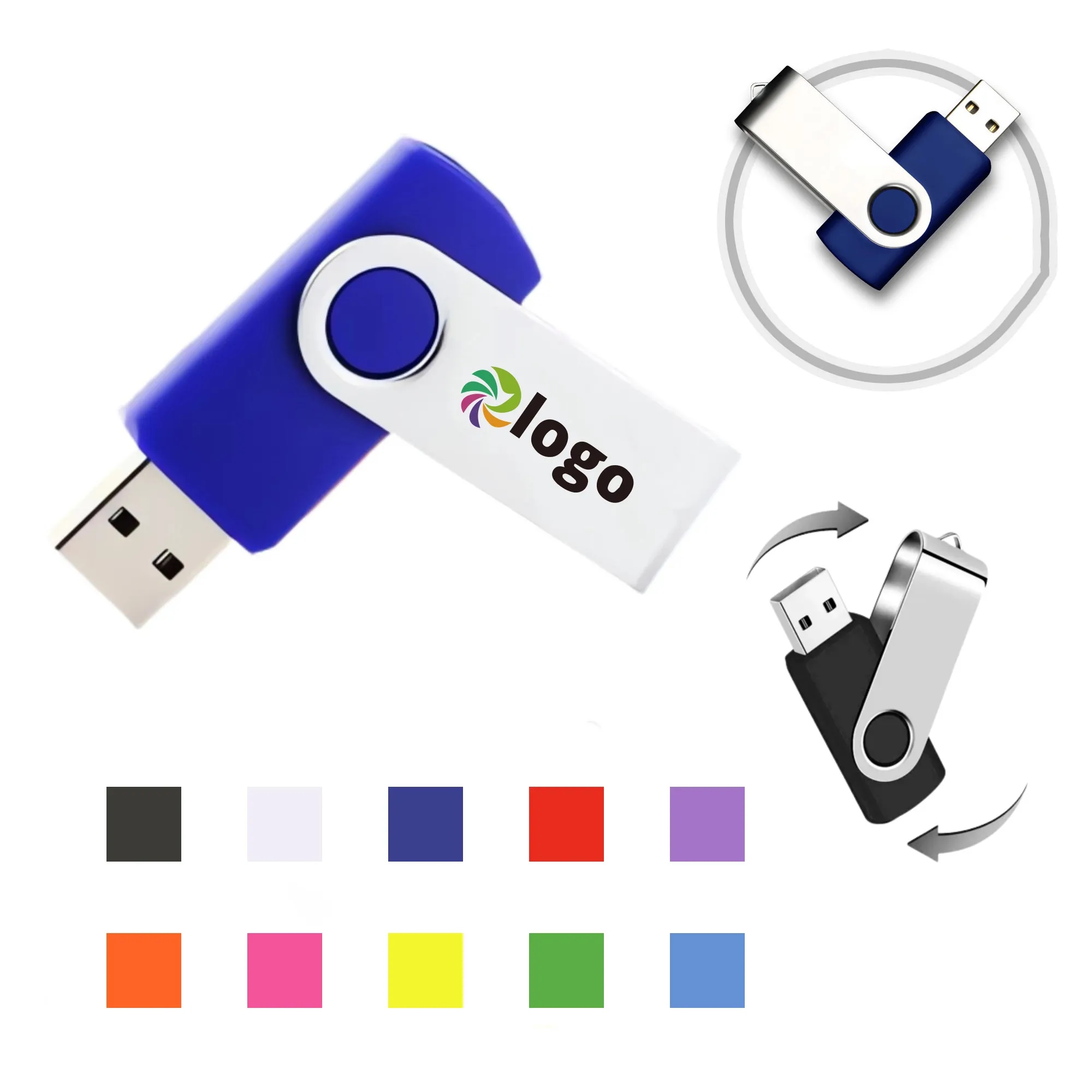 8GB Full Color Rotating U Disk MOQ50