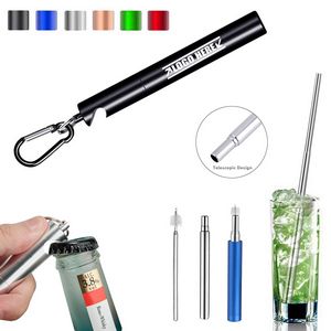 Telescope Metal Straw With Bottle Opener And Mini Brush 3