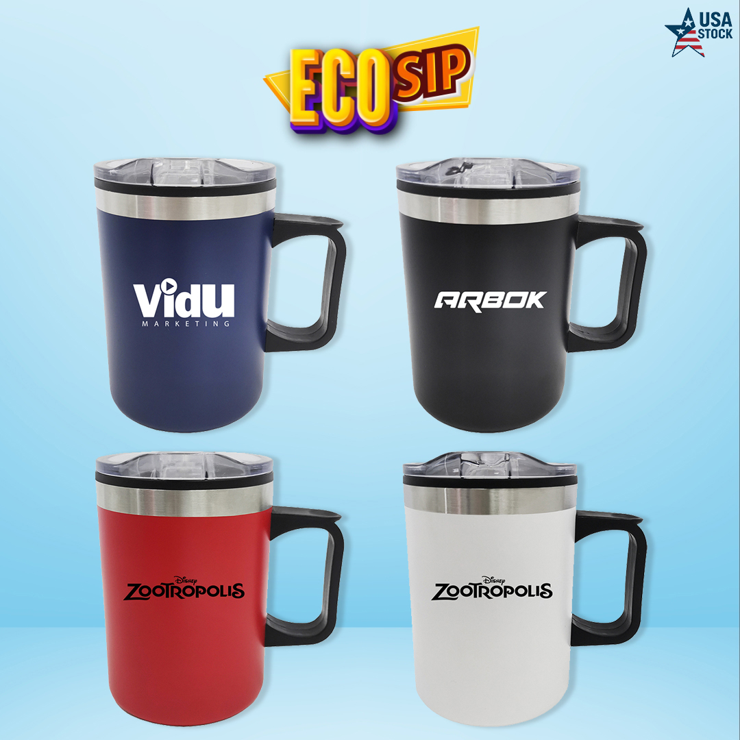 EcoSip 14oz Double Wall Camping Mug With Handle 2