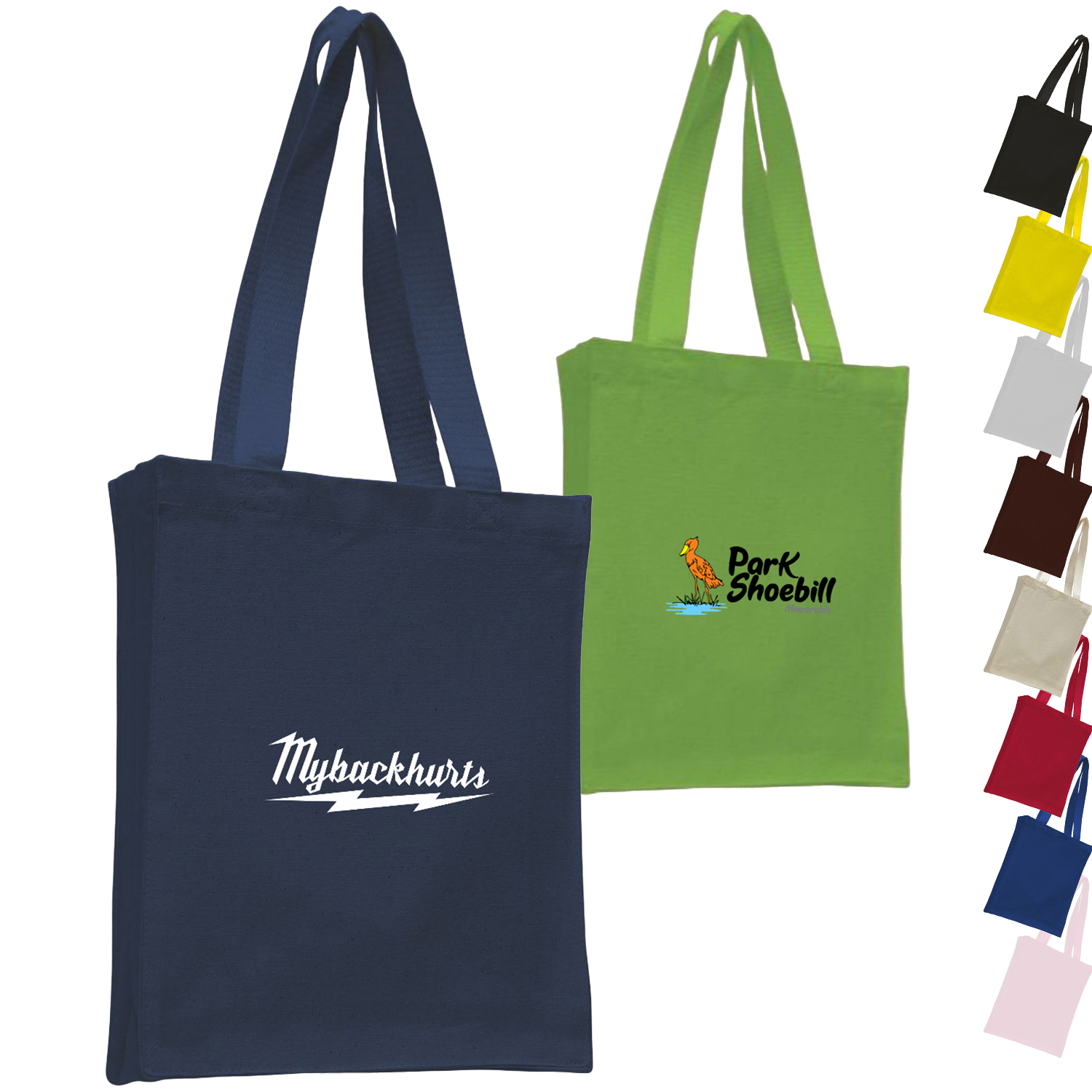 12 oz. COMPACT CONVENTION COTTON CANVAS TOTE BAG USA Decorated (10" x 12") 1