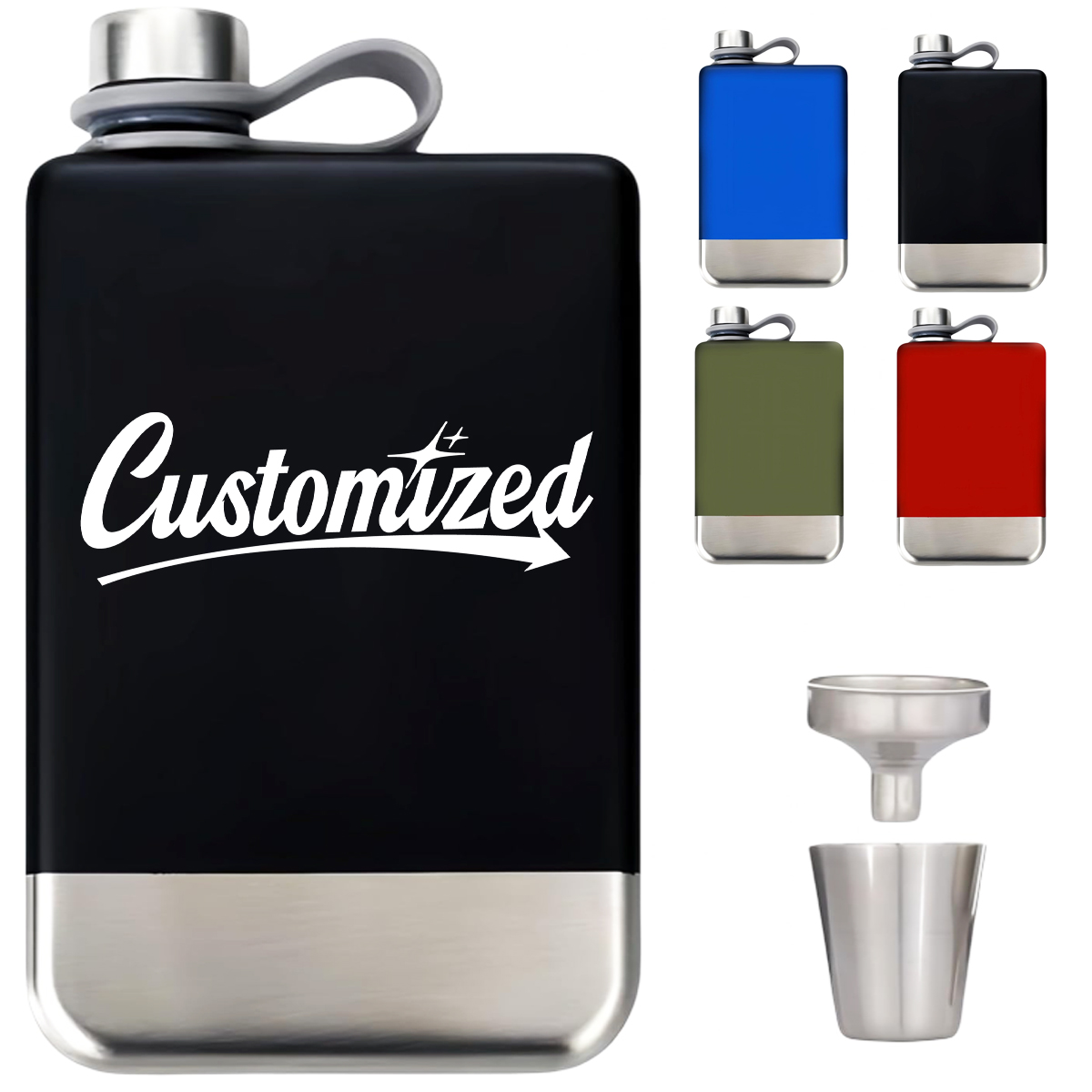 9Oz. Stainless Steel Hip Flask with Screw Cap 4