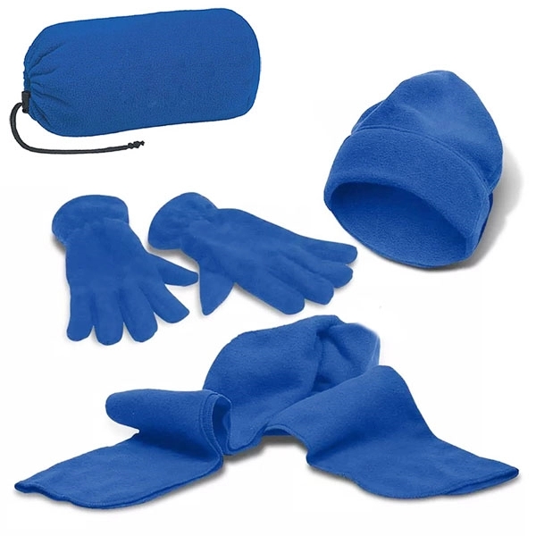 Fleece Winter Set - Beanie, Gloves, Scarf with Pouch 2