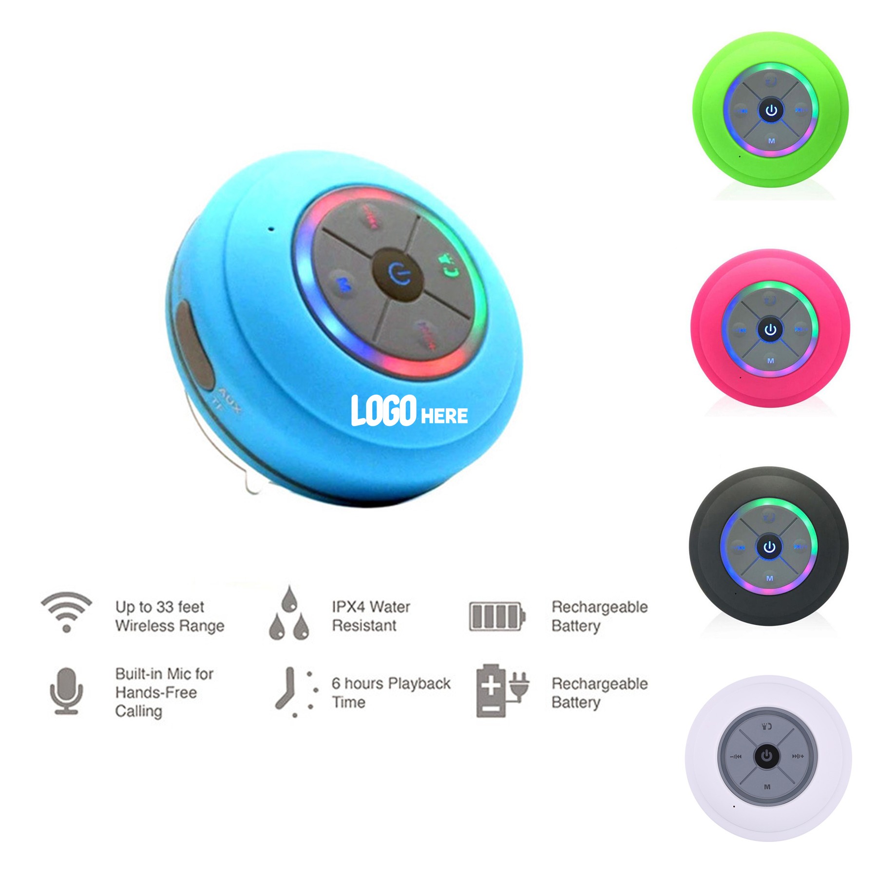 Waterproof Bluetooth Speaker with Suction Cup