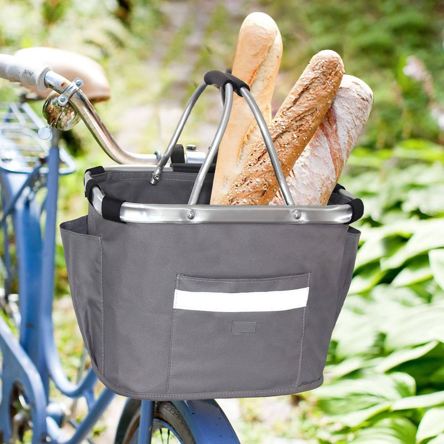 Foldable Detachable Oxford Bicycle Basket w/ Aluminum Handle 5