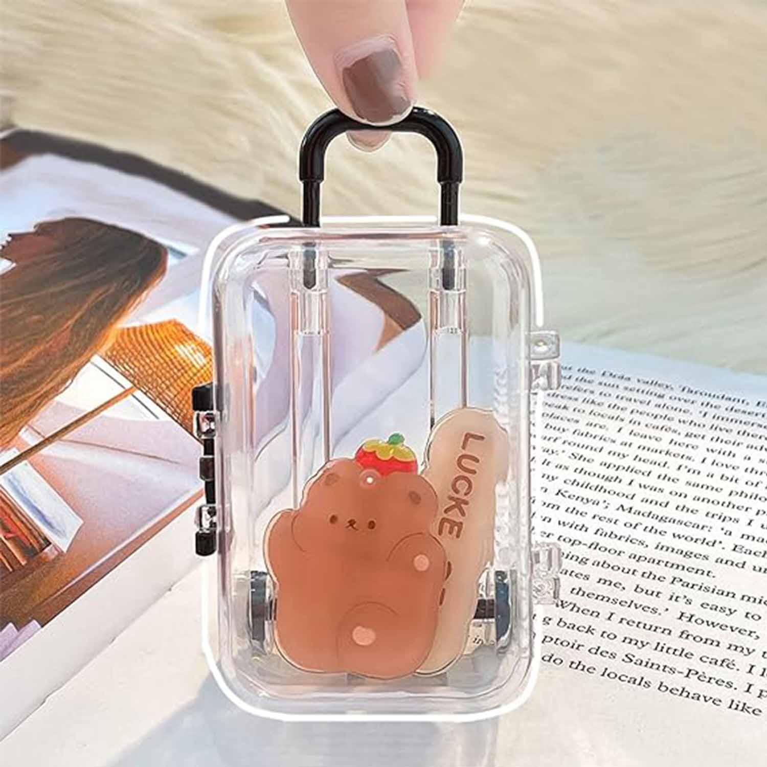 Mini Cute Transparent PP Trolley Case Jewelry Box 3