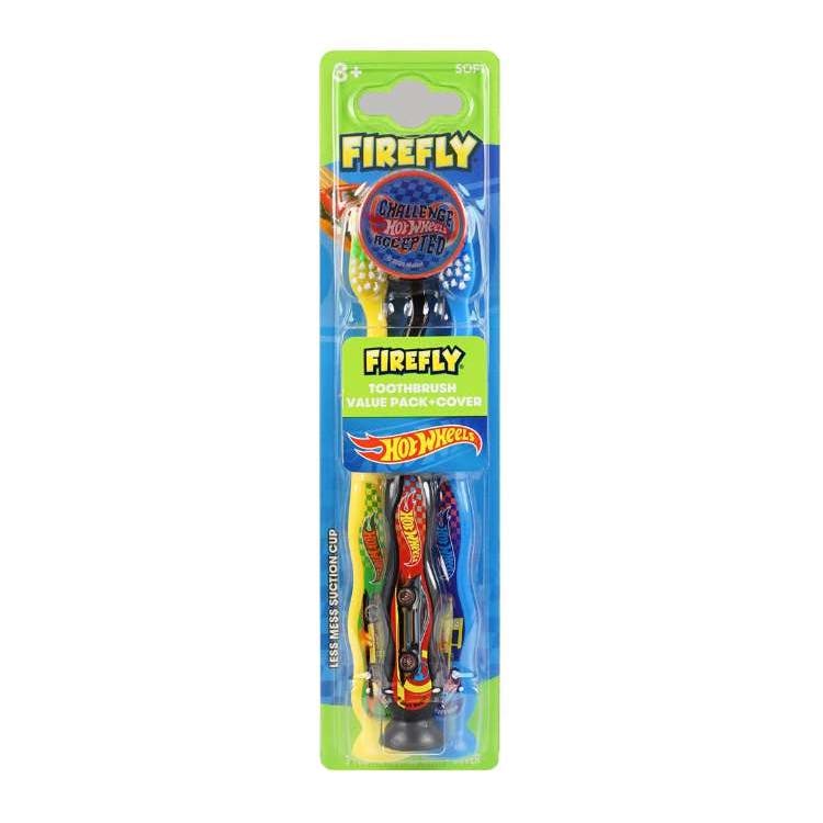Kid's Hot Wheels Soft Suction Toothbrush with Cap - 3 Ct 1