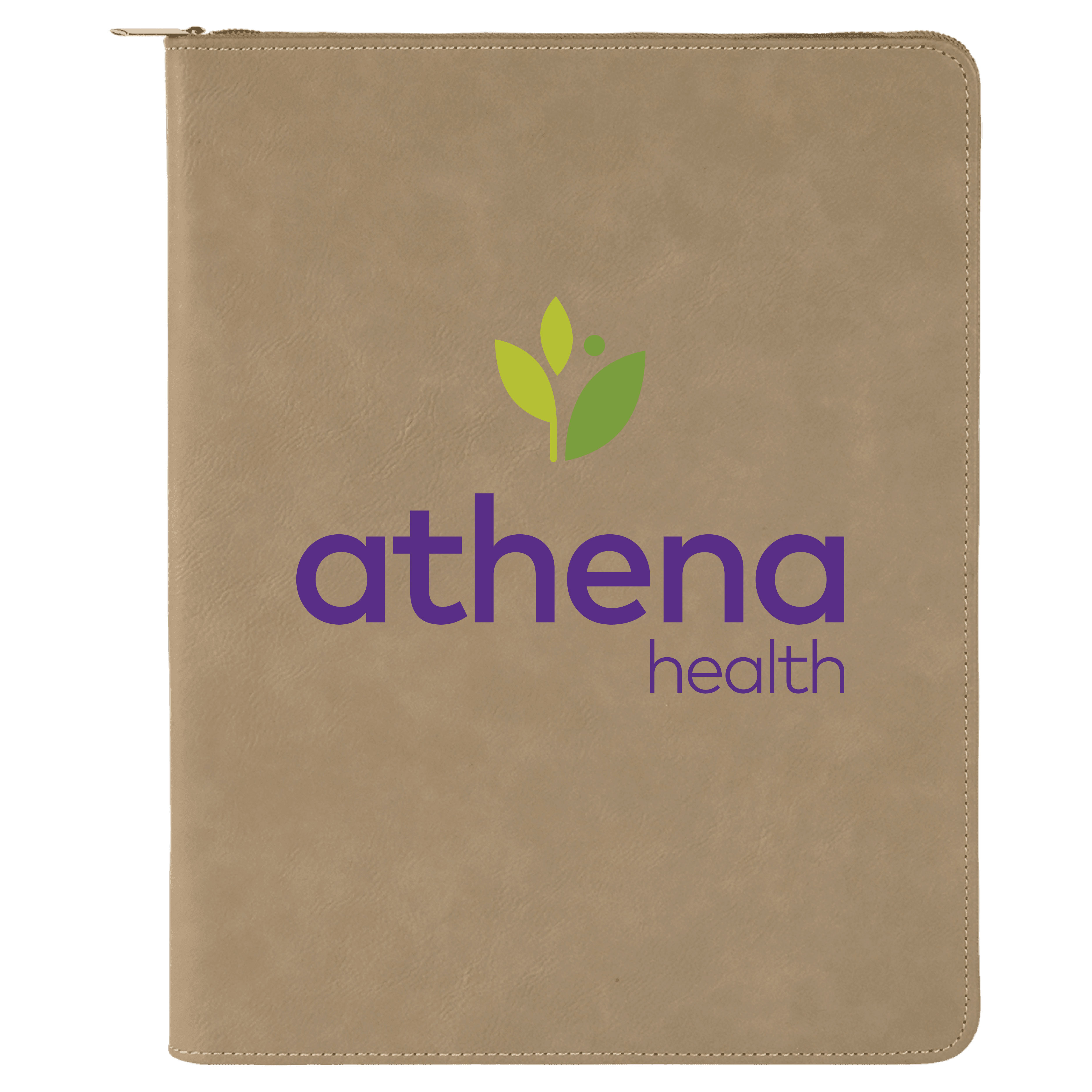 9" x 12" Leatherette Light Brown Portfolio with Zipper 11