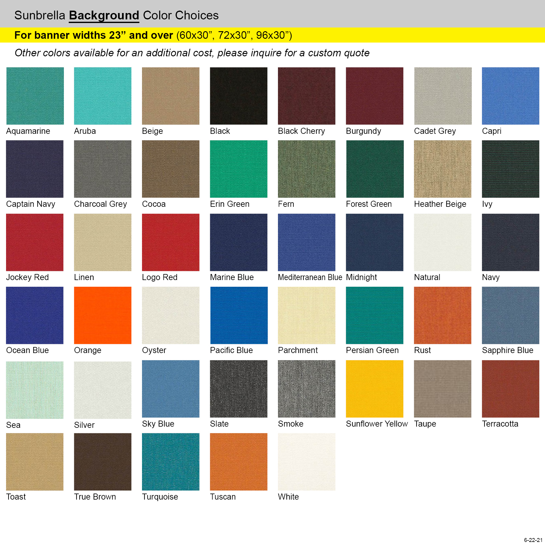 60" x 30" Custom Sunbrella™ Avenue Banner-1 Color Imprint 10