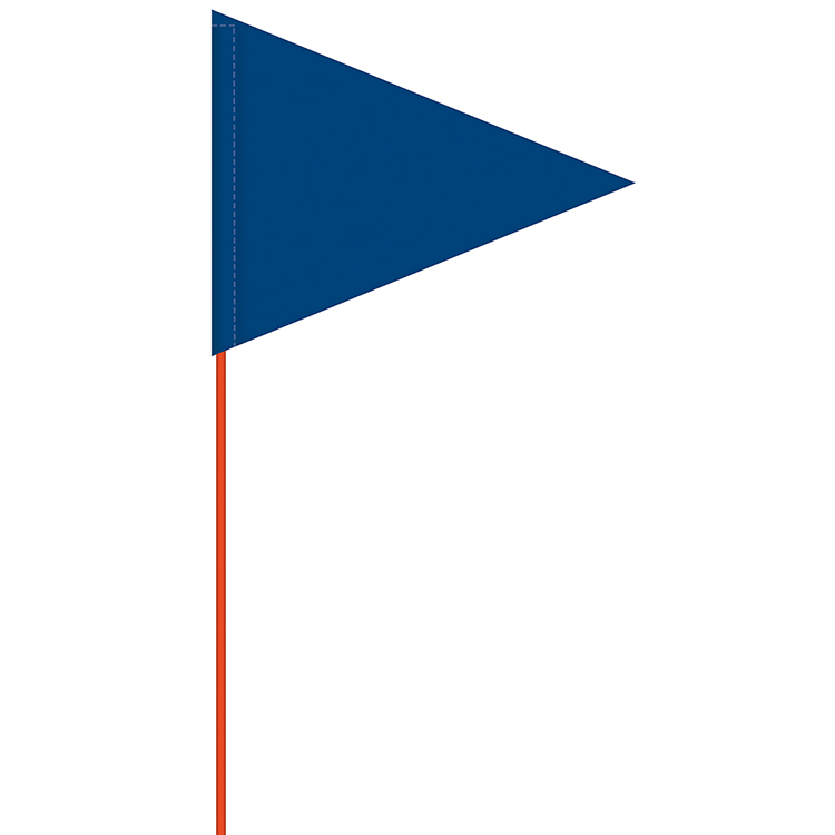Solid Color Blue Pennant Field Flag w/Orange Staff 2