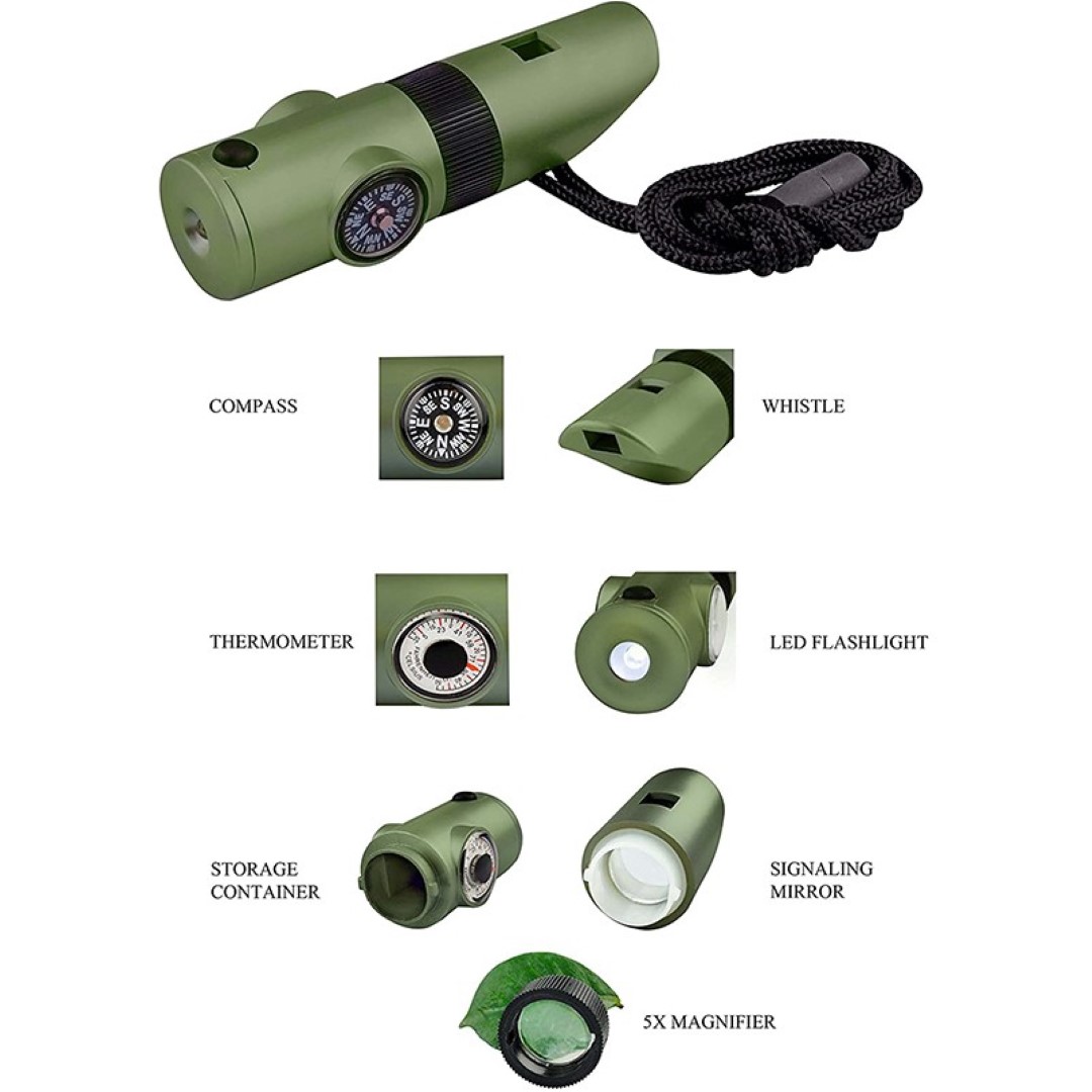 7 In 1 Survival Flashlight Magnifier Whistle 6