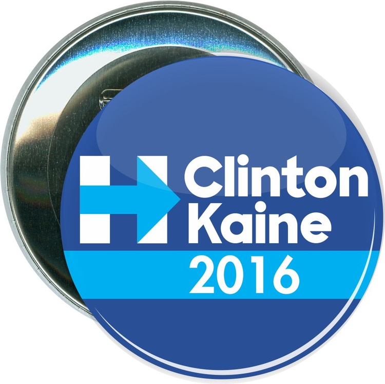 Hillary, Clinton Kaine Logo, Political Button 1