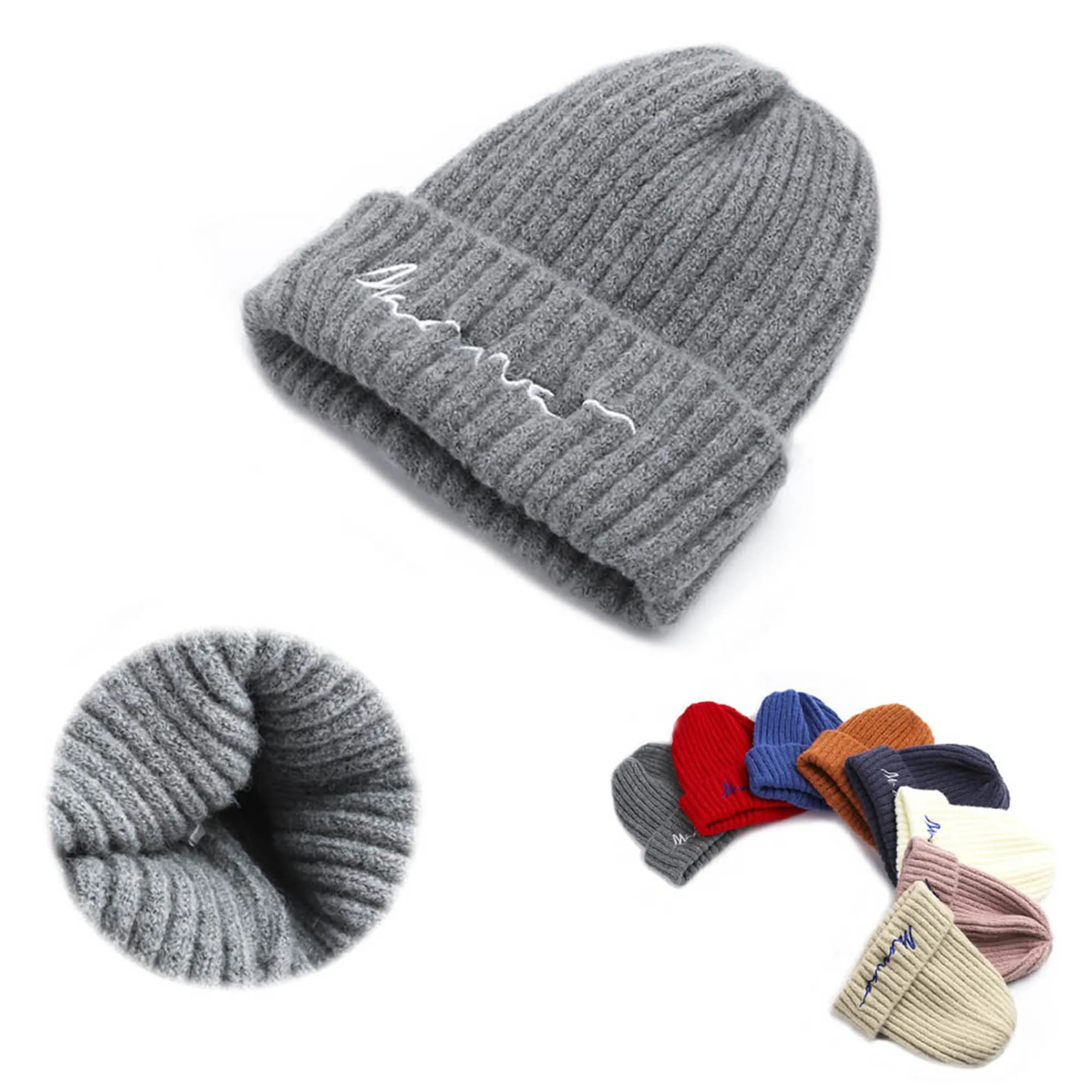Knit Roll Cuff Beanie Cap 2