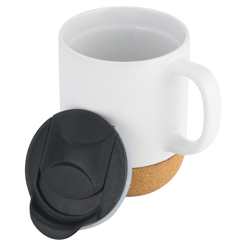 12oz. Cork Base Ceramic Mug with Lid