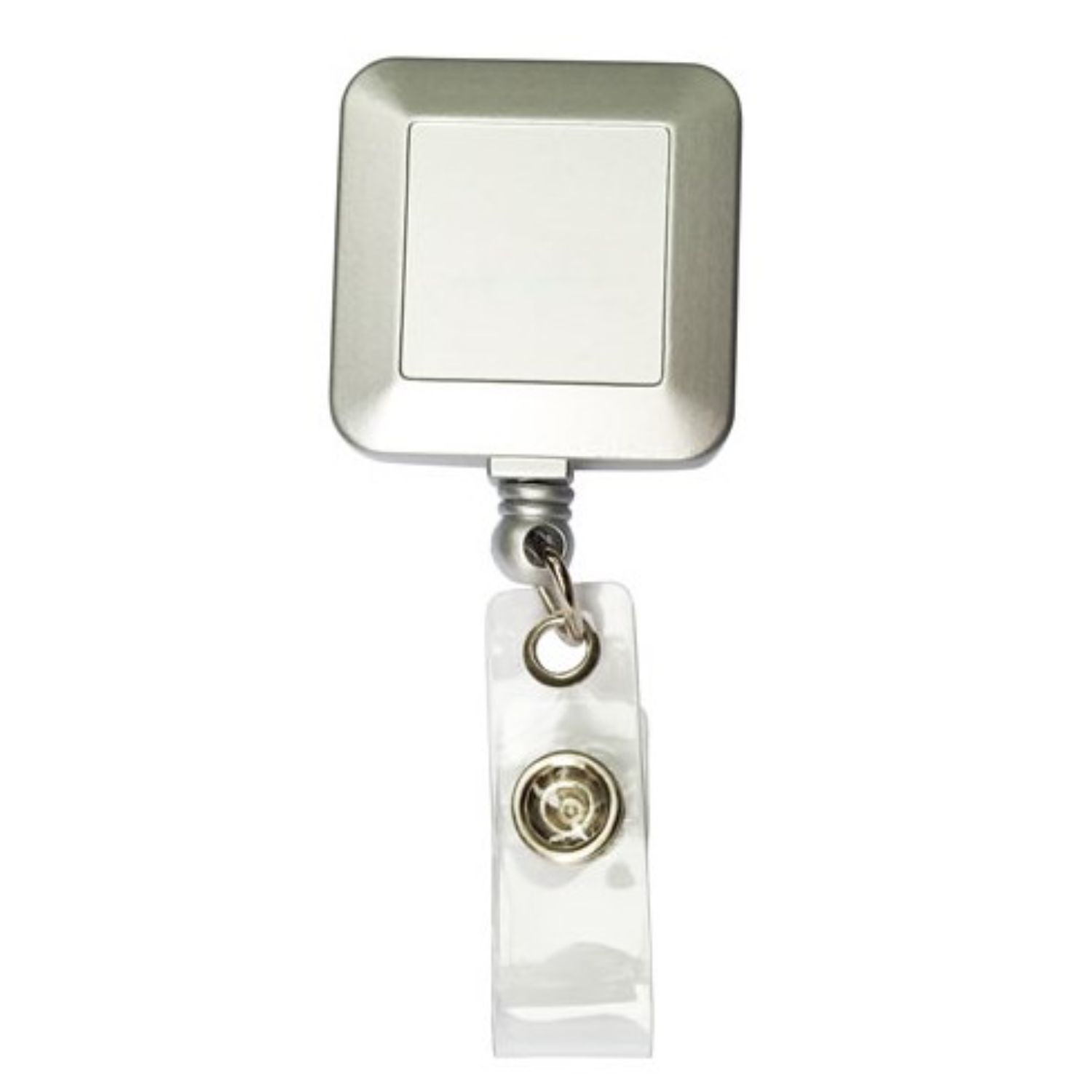 Zinc Alloy Square Retractable Badge Reel w/ Belt Clip
