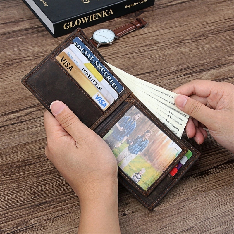Custom Vintage Genuine Leather Wallet For Men Women 5