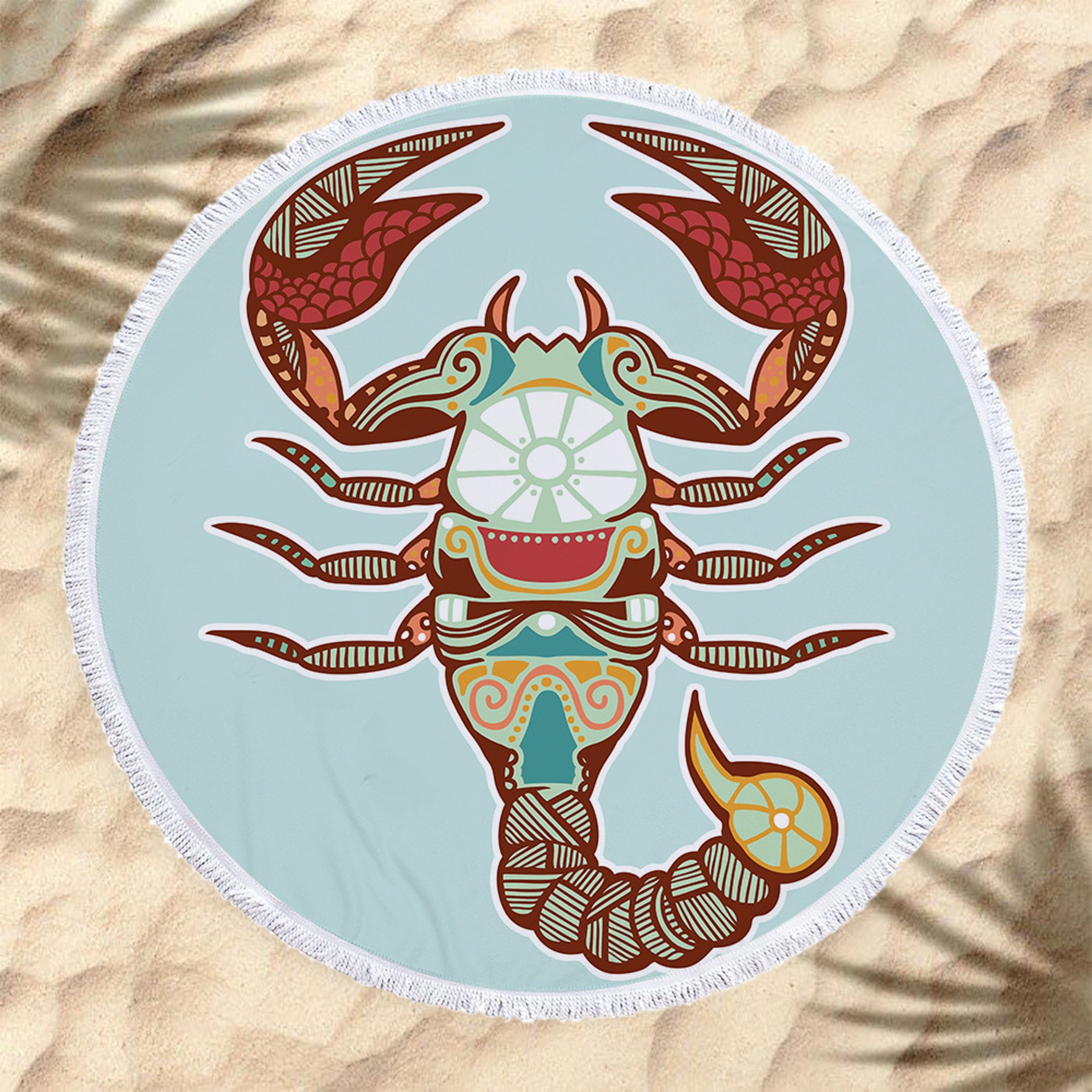 The Zodiac Printing Round Beach Towel With Tassels 13