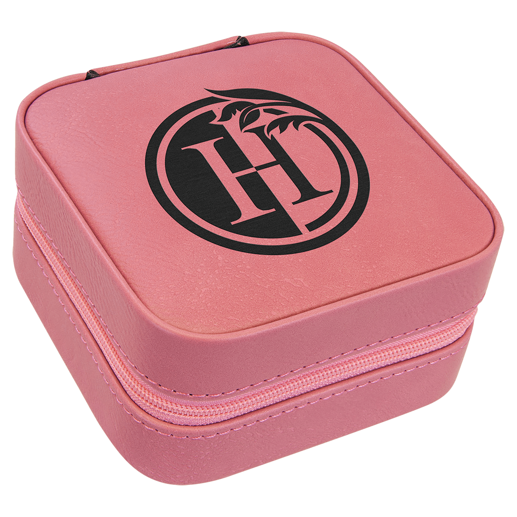 4" X 4" Laserable Leatherette Travel Jewelry Box With Tan Lining 8