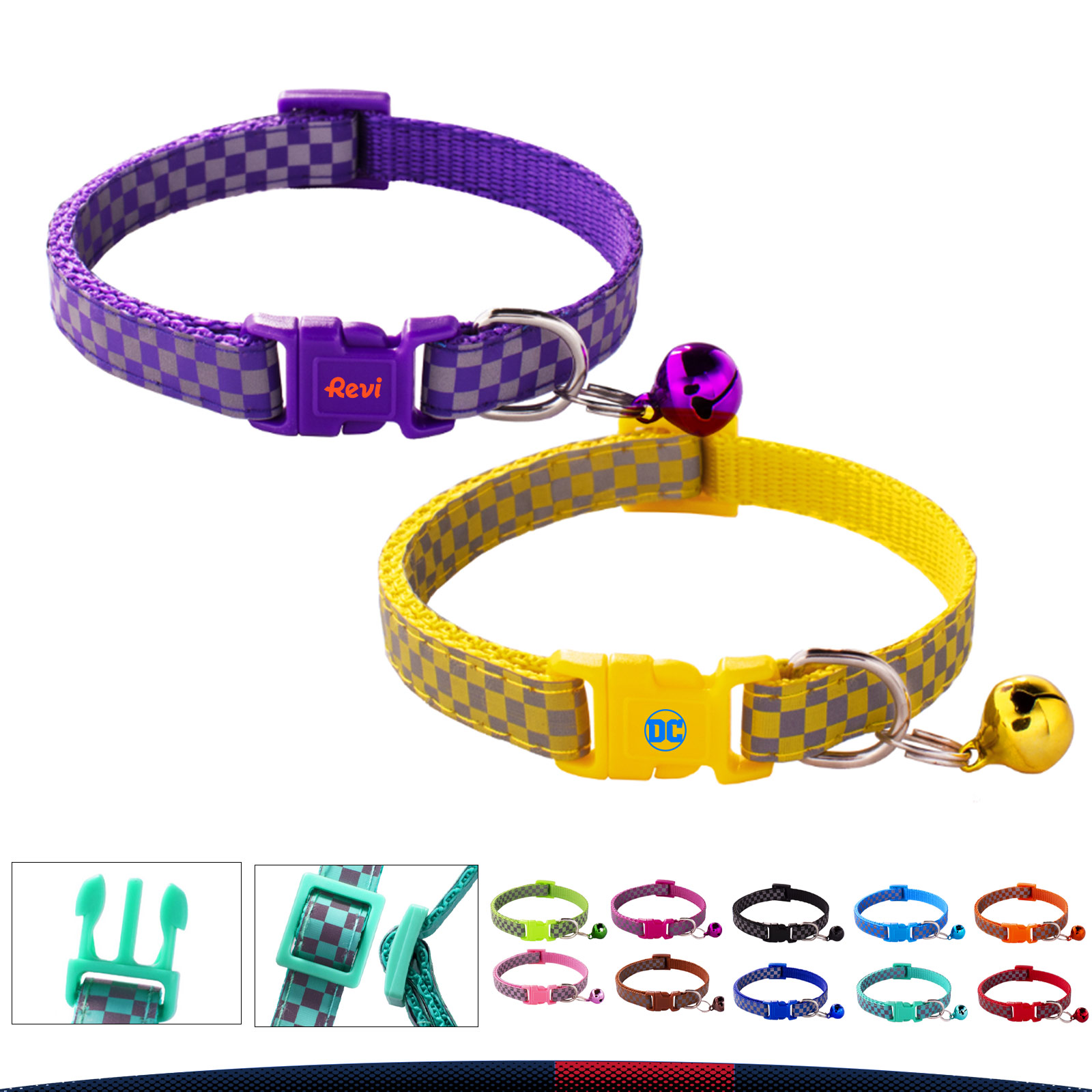 Wagglo Reflective Checkerboard Pet Collar 12