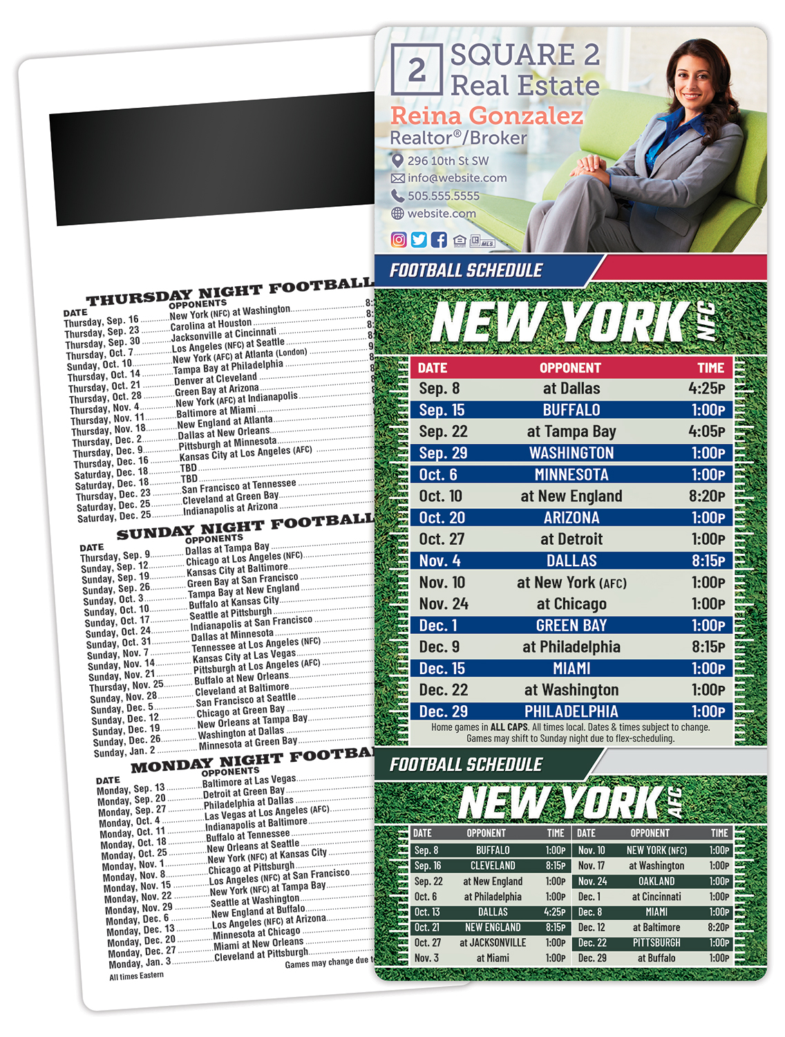 Football Schedule Laminated Card/Postcard with Magnet Strip 3.5x8.5 - 14 pt. 1
