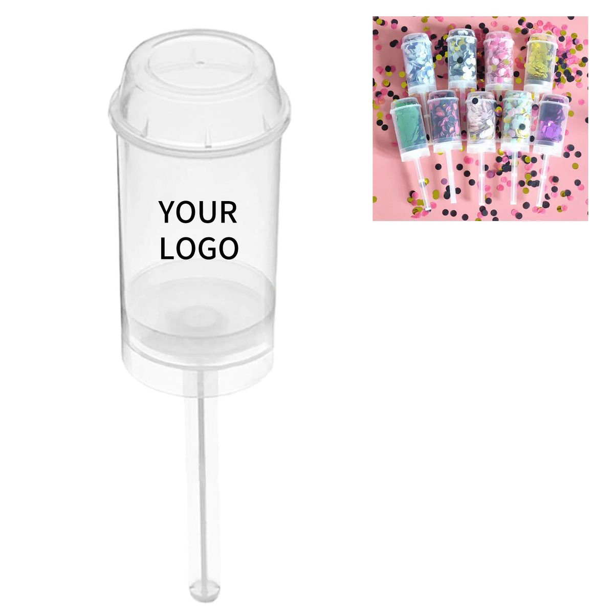 Plastic Tube Filled with Bright Paper Confetti 1