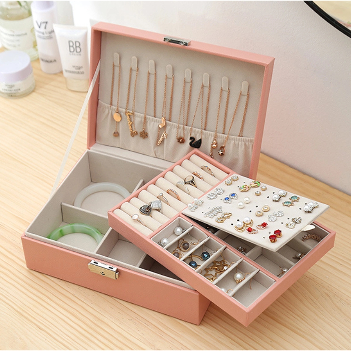 2 Layer Women Jewelry Box Organizer 4