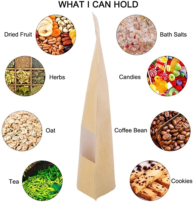 3.5" x 5.5" Kraft Paper Stand Up Zip Lock Food Storage Bags 4