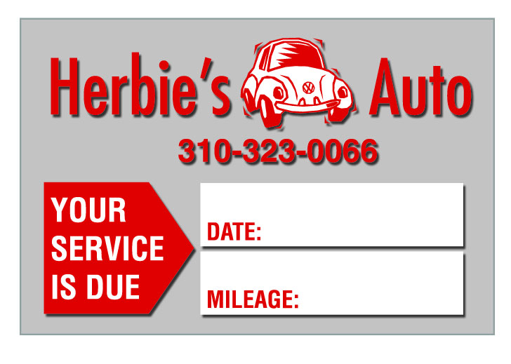 Static Cling Vehicle Service Reminder (2 1/4"x1 1/2") 2