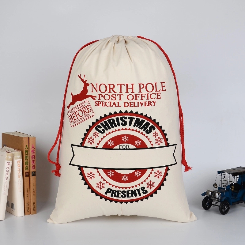 Large Christmas Canvas Gift Bag with Drawstring 15