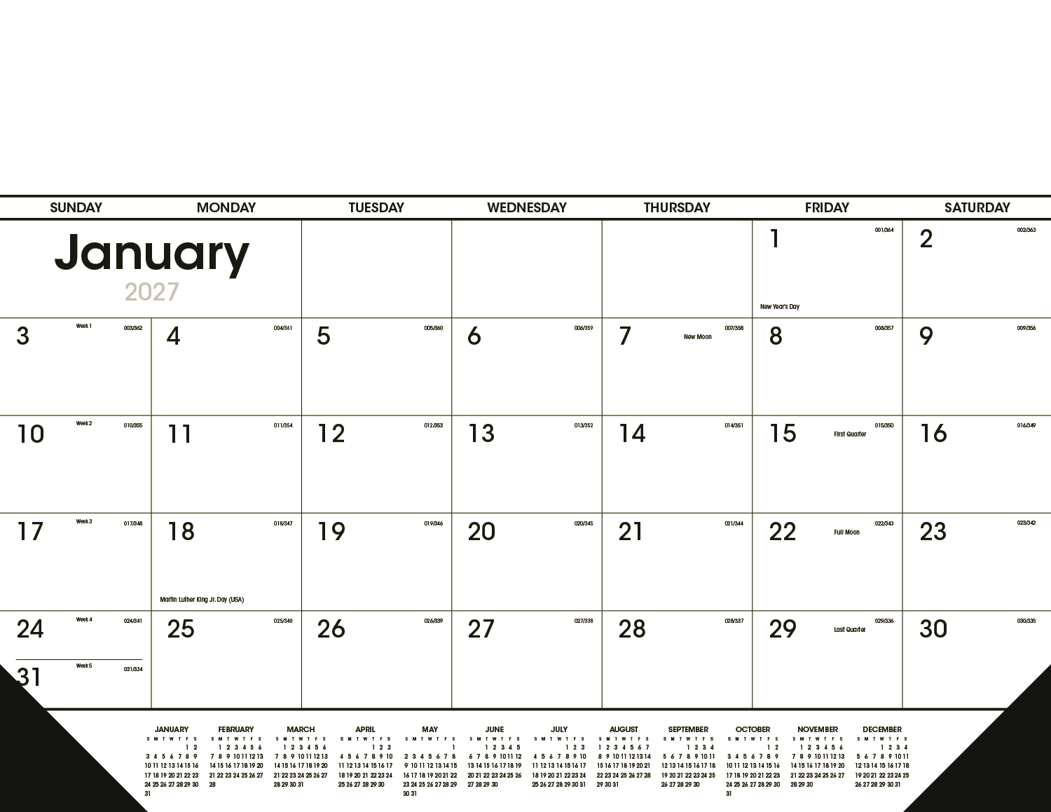 Triumph® Calendars Black & White Desk Pad with Vinyl Corners 7