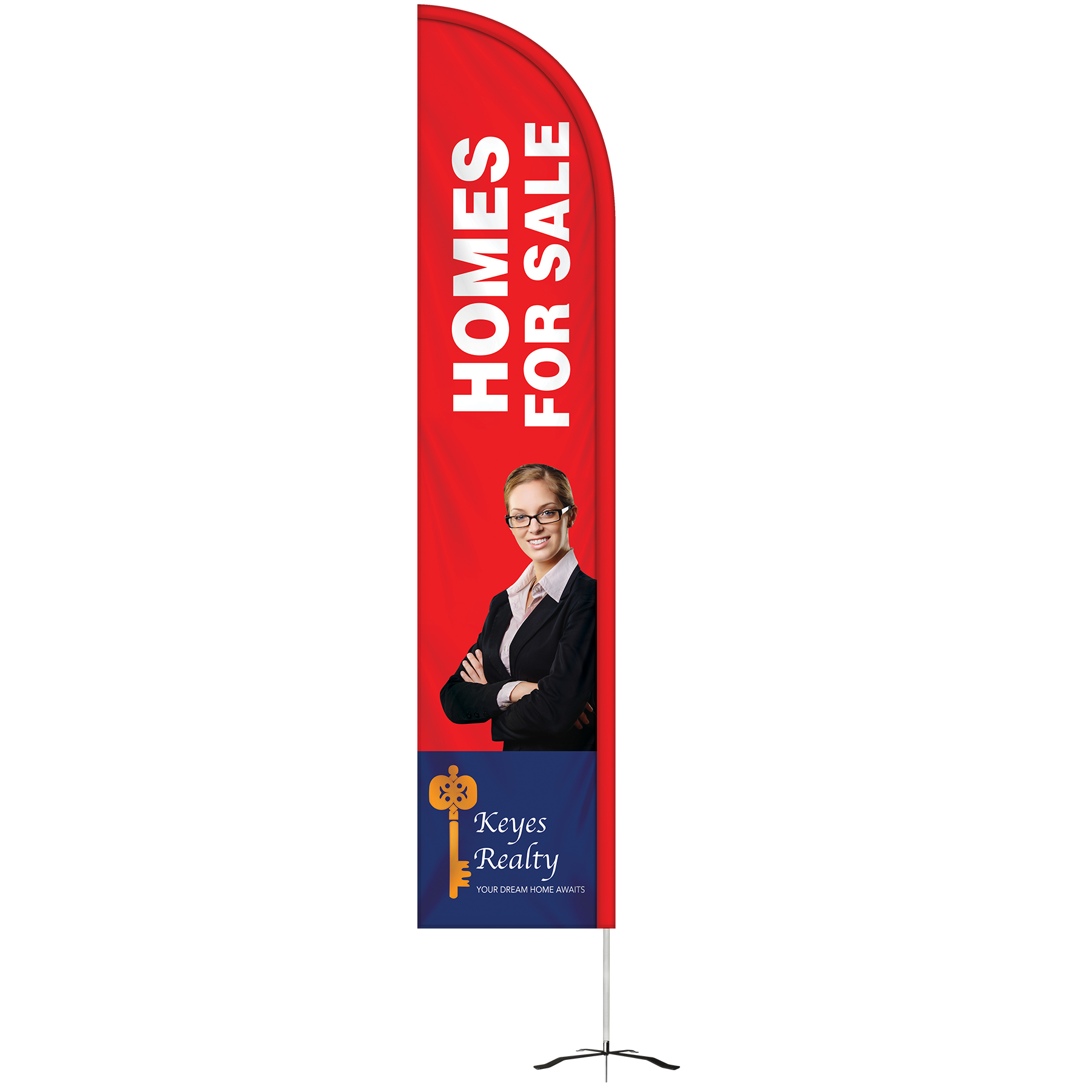 10' Double Sided Half Drop Banner w/ Premium Hardware & Cross Base 4