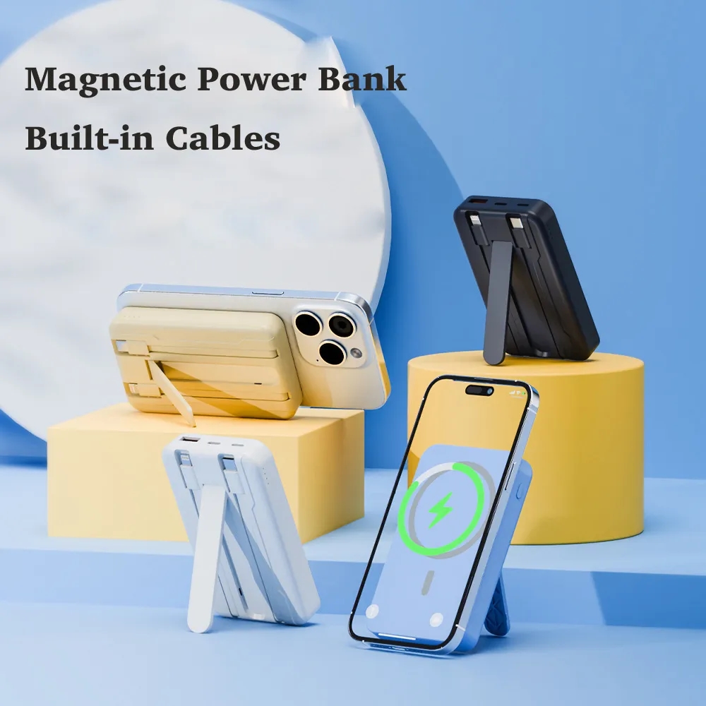 10000mAh Mag-Safe Battery Pack with Stand & Built-in Cables 2