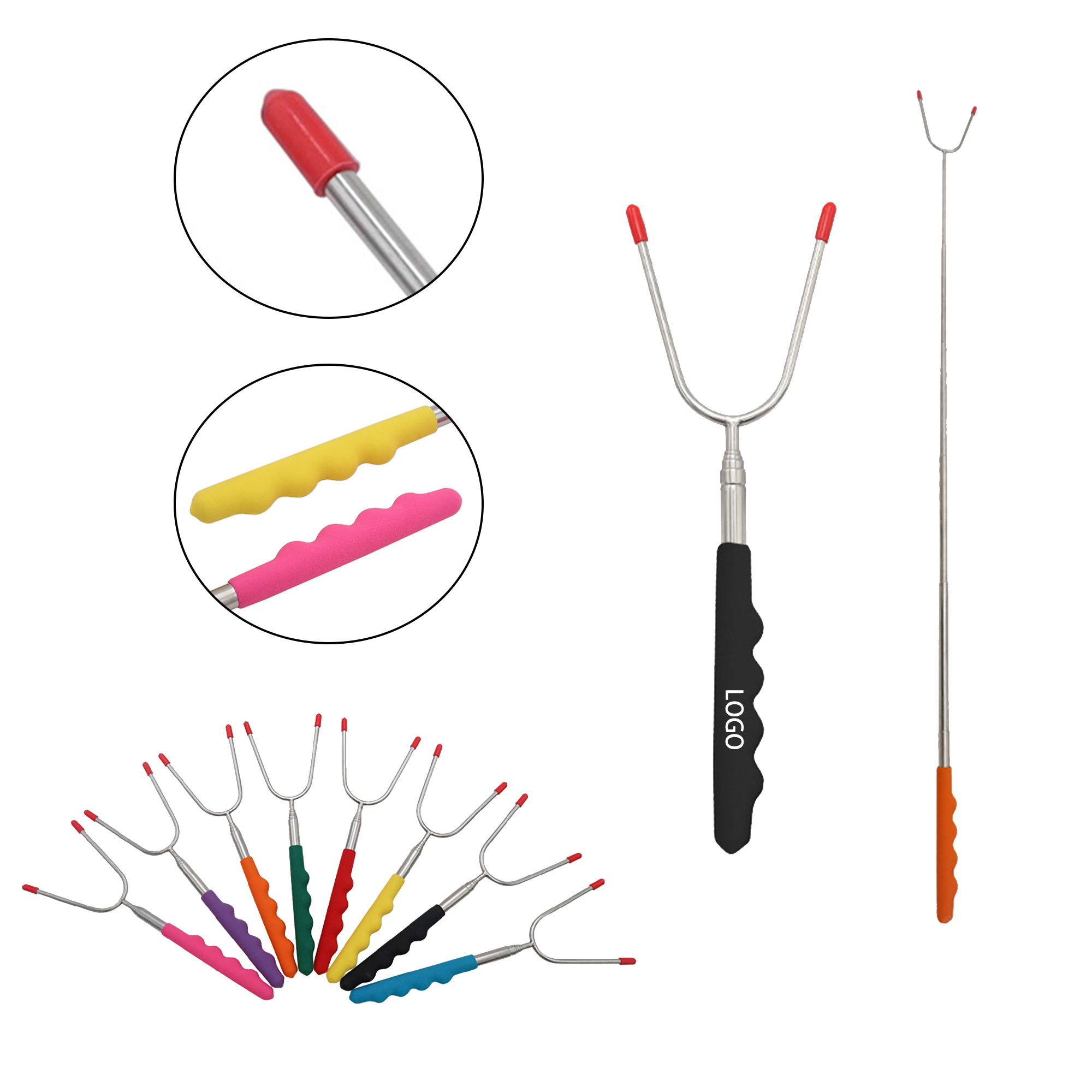 MOQ:20pcs Retractable Barbecue Fork 3