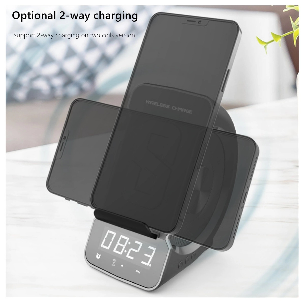 Bluetooth Speaker With Wireless Charger Radio Clock 7