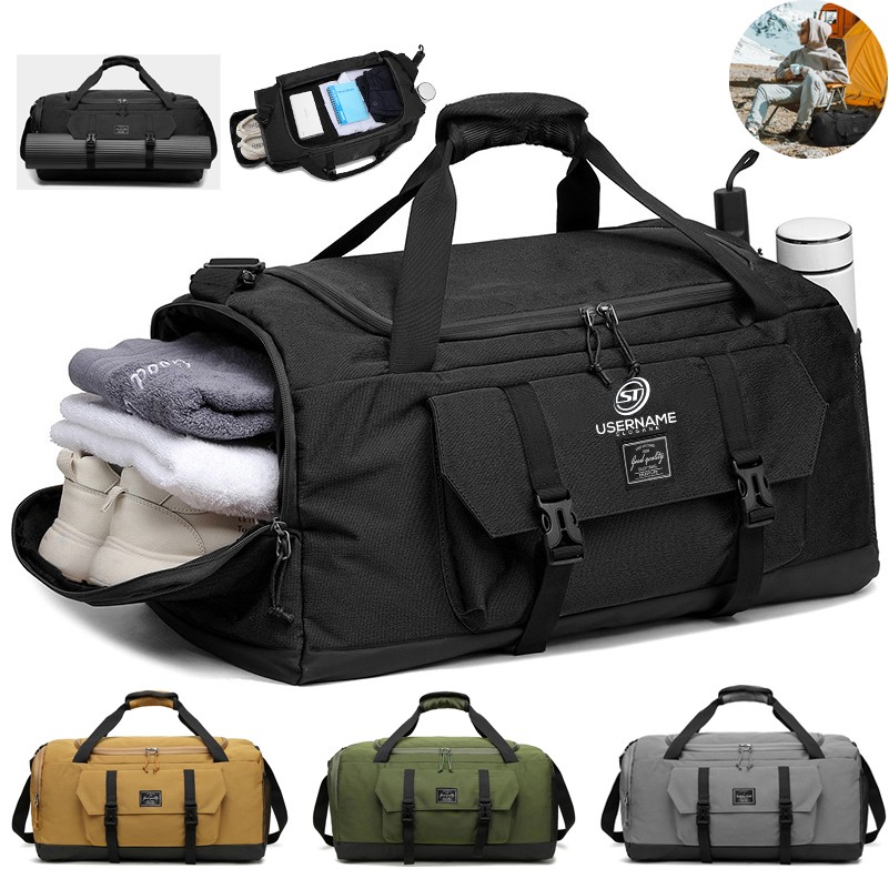 Canvas Duffel Bag with Wet Pocket Shoes Compartment 1