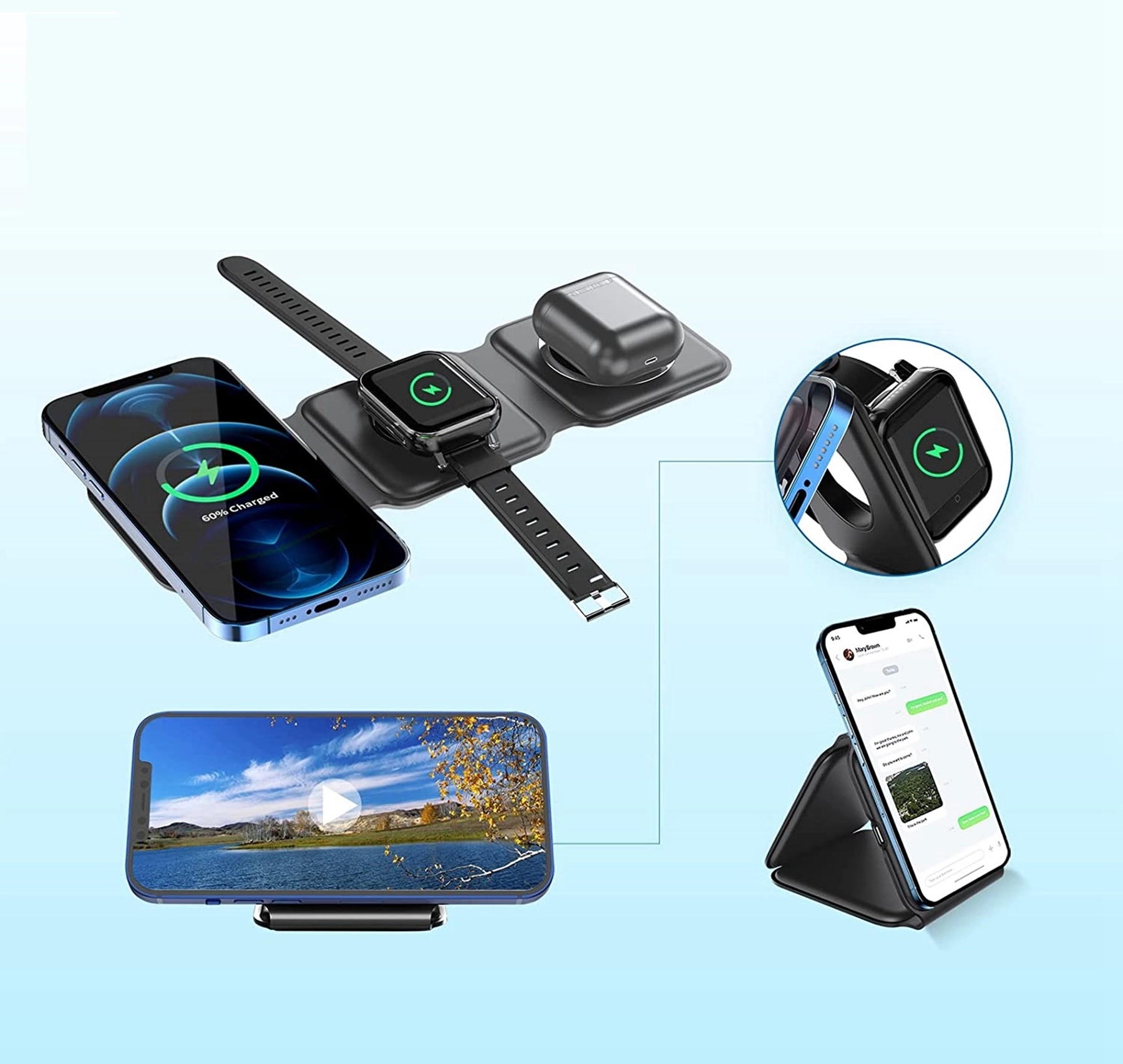 3 in 1 Magnetic 15 W Collapsible Wireless Charger 9