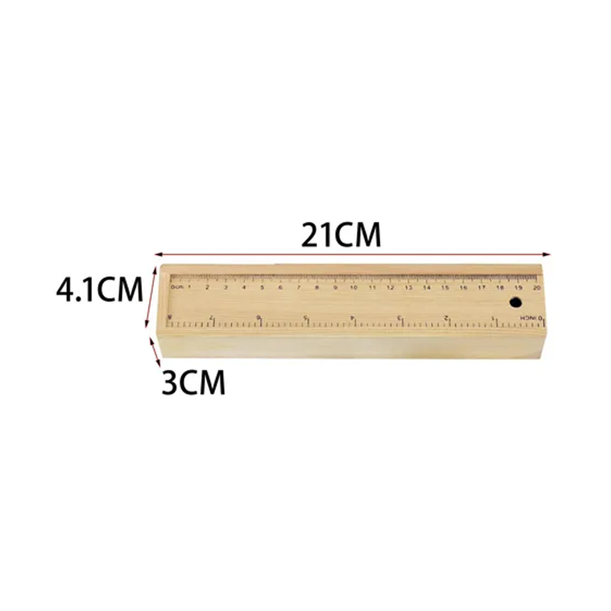 Wooden Ruler Pencil Box with 12 Colored Pencils 4