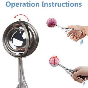 Stainless Steel Ice Cream Ball Putter Ergonomic Scoop And Measuring Spoon 14
