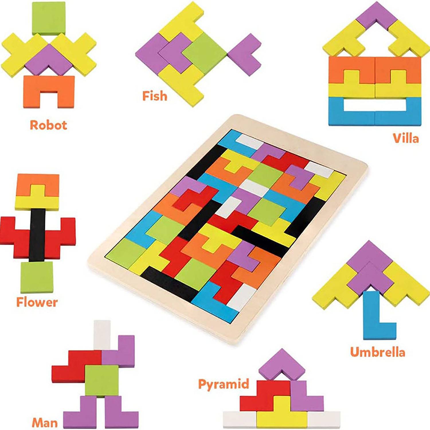 Wooden Kids Puzzles Brain Teasers Toy Educational Gift 5