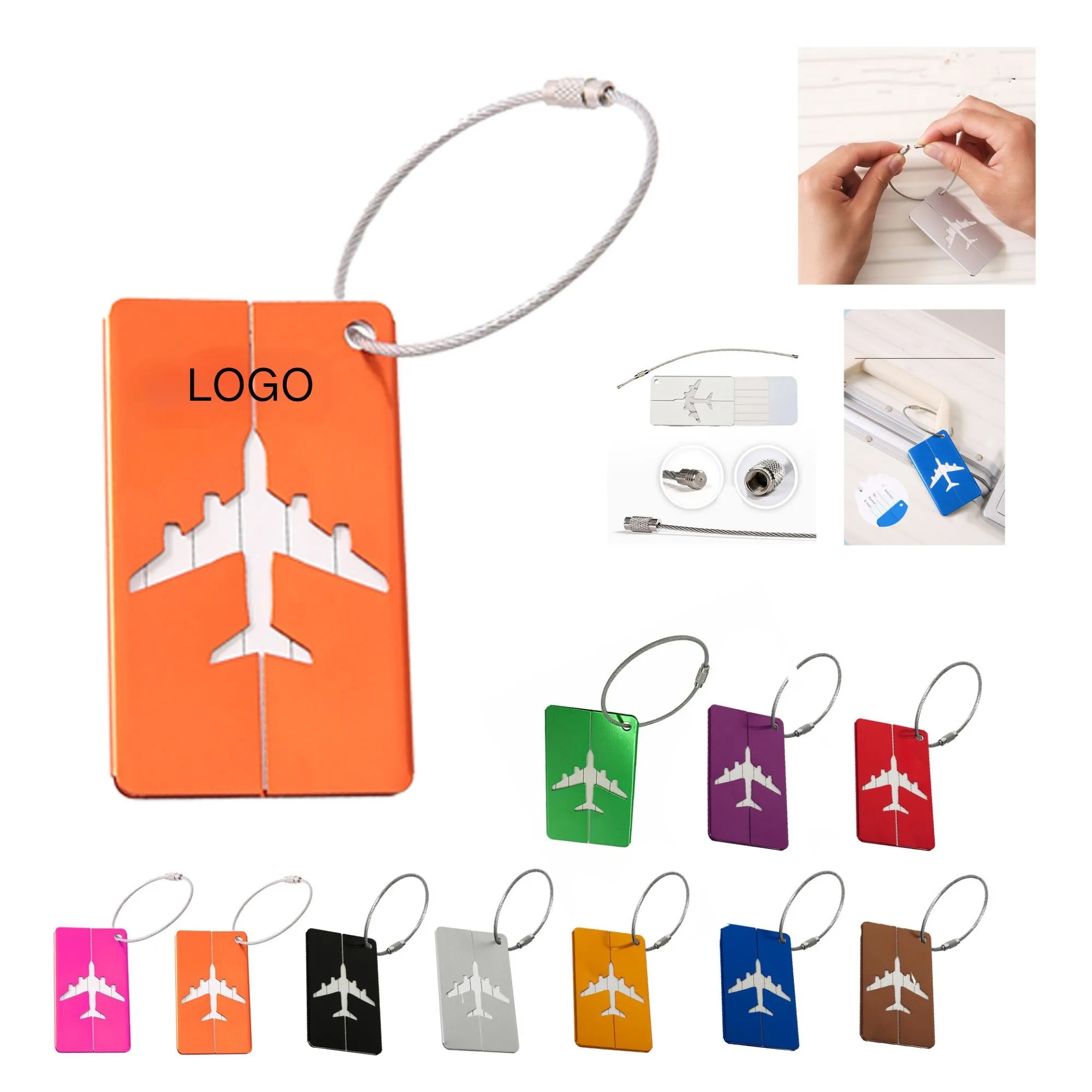 Metal Airplane Luggage Tag for Boarding 3" x 1.7" 16