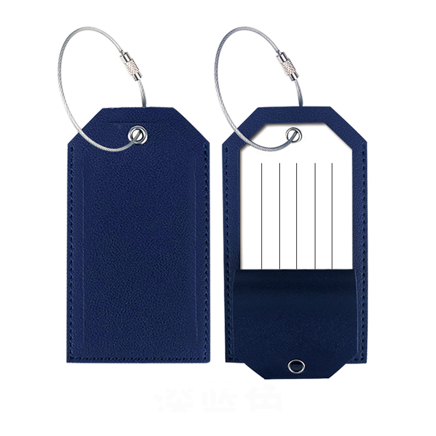 Metal Lanyard Leather Luggage Tag 3