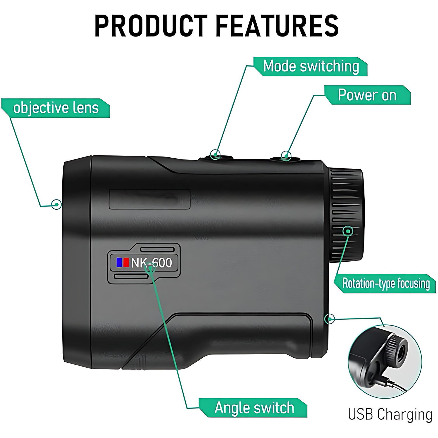 Rechargeable Golf Laser Rangefinder w/ Height Measurement 2
